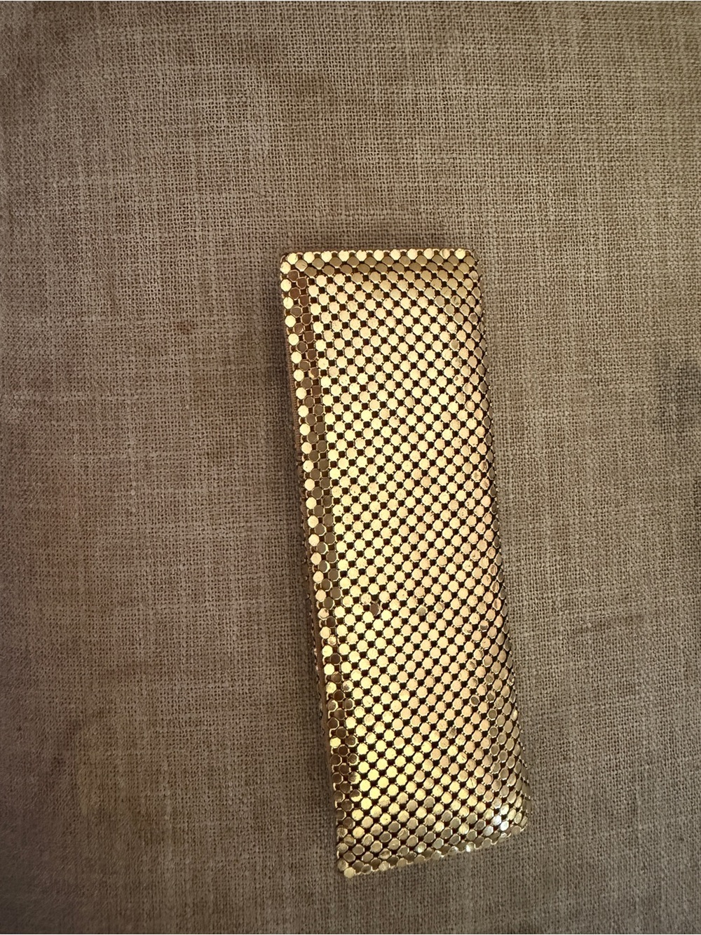 Vintage Whitney and Davis Gold Metallic Mesh Wristlet Clutch